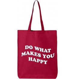 Do What Makes You Happy Cotton Canvas Tote Bag Red $10.70 Totes