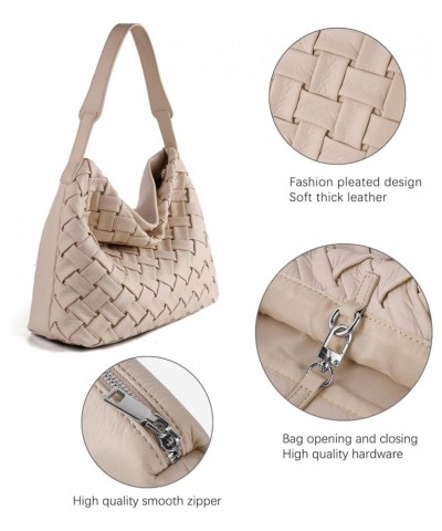 Woven Bag for Women, Vegan Leather Tote Bag, Retro Handbag Purse, Handmade Large Summer Beach Shoulder Bags Apricot $37.79 Totes