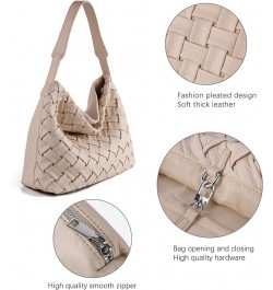 Woven Bag for Women, Vegan Leather Tote Bag, Retro Handbag Purse, Handmade Large Summer Beach Shoulder Bags Apricot $37.79 Totes