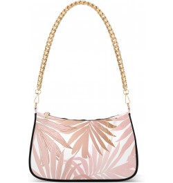 Pink Rose Tropical Leaves Shoulder Bags for Women Small Handbags Mini Clutch Purse $14.40 Shoulder Bags