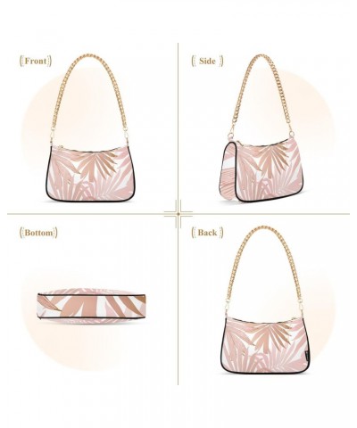 Pink Rose Tropical Leaves Shoulder Bags for Women Small Handbags Mini Clutch Purse $14.40 Shoulder Bags