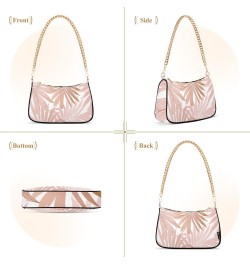 Pink Rose Tropical Leaves Shoulder Bags for Women Small Handbags Mini Clutch Purse $14.40 Shoulder Bags