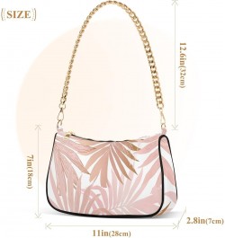 Pink Rose Tropical Leaves Shoulder Bags for Women Small Handbags Mini Clutch Purse $14.40 Shoulder Bags