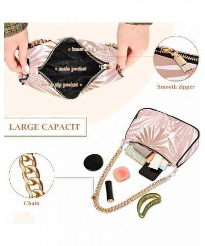 Pink Rose Tropical Leaves Shoulder Bags for Women Small Handbags Mini Clutch Purse $14.40 Shoulder Bags