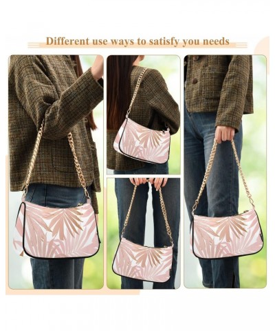 Pink Rose Tropical Leaves Shoulder Bags for Women Small Handbags Mini Clutch Purse $14.40 Shoulder Bags