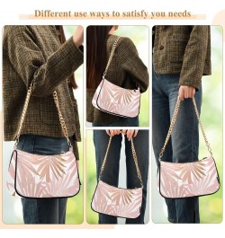 Pink Rose Tropical Leaves Shoulder Bags for Women Small Handbags Mini Clutch Purse $14.40 Shoulder Bags