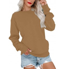 Plus Size Tops for Women Long Sleeve Round Neck Pullover Fall and Winter Solid Outfits Casual Loose Sweatshirt 1-camel $9.98 ...