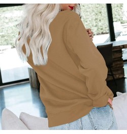 Plus Size Tops for Women Long Sleeve Round Neck Pullover Fall and Winter Solid Outfits Casual Loose Sweatshirt 1-camel $9.98 ...