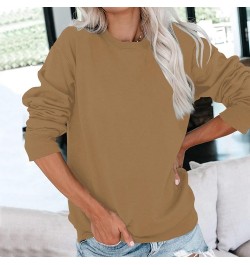 Plus Size Tops for Women Long Sleeve Round Neck Pullover Fall and Winter Solid Outfits Casual Loose Sweatshirt 1-camel $9.98 ...