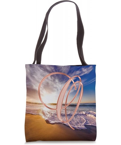 O Rose Beach Ocean Sunset Sand Wave Initial Letter Name Tote Bag $12.67 Totes