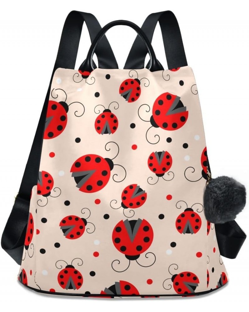 Backpack Purse for Women Fashion Travel Anti-theft Cute Ladybird Polka Dot Daypack Casual Shoulder Bag Medium Size $23.93 Bac...