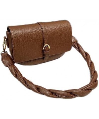 Interwoven Dual Shoulder Strap Crossbody Purses for Women Medium PU Leather Shoulder Bag for Women Coffee $18.85 Crossbody Bags