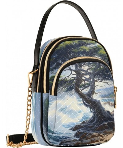 Tree Behind Sea Womens Sling Backpack Crossbody Chain Shoulder Bags Waist Packs Multipurpose Handbags for Travel Shopping Off...