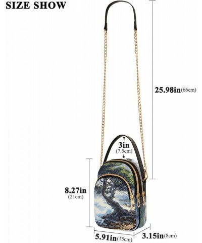 Tree Behind Sea Womens Sling Backpack Crossbody Chain Shoulder Bags Waist Packs Multipurpose Handbags for Travel Shopping Off...