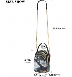 Tree Behind Sea Womens Sling Backpack Crossbody Chain Shoulder Bags Waist Packs Multipurpose Handbags for Travel Shopping Off...