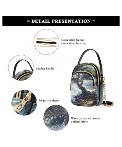 Tree Behind Sea Womens Sling Backpack Crossbody Chain Shoulder Bags Waist Packs Multipurpose Handbags for Travel Shopping Off...