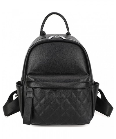 Women Fashion Backpacks Mini Purse Backpack Vegan Leather Small Size Quilted Little Daypack Bag Black $14.39 Backpacks