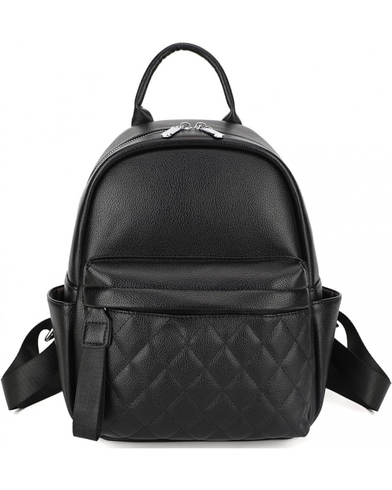 Women Fashion Backpacks Mini Purse Backpack Vegan Leather Small Size Quilted Little Daypack Bag Black $14.39 Backpacks