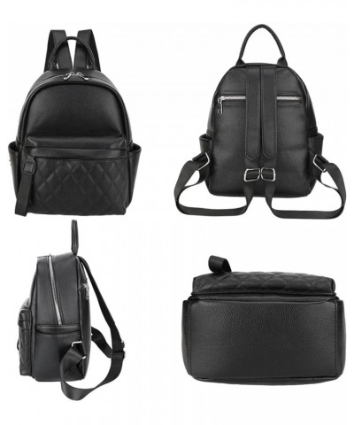 Women Fashion Backpacks Mini Purse Backpack Vegan Leather Small Size Quilted Little Daypack Bag Black $14.39 Backpacks