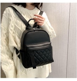 Women Fashion Backpacks Mini Purse Backpack Vegan Leather Small Size Quilted Little Daypack Bag Black $14.39 Backpacks