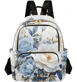 Blue-white Roses Fashion Travel Backpack for Women Multi Pockets Lightweight Purse for Women-S Multicolor Medium $18.28 Backp...