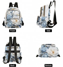 Blue-white Roses Fashion Travel Backpack for Women Multi Pockets Lightweight Purse for Women-S Multicolor Medium $18.28 Backp...