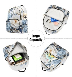 Blue-white Roses Fashion Travel Backpack for Women Multi Pockets Lightweight Purse for Women-S Multicolor Medium $18.28 Backp...