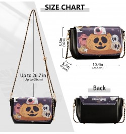 Pumpkin and Skull Stylish Leather Clamshell Crossbody Handbag with Detachable Adjustable shoulder strap $21.59 Crossbody Bags