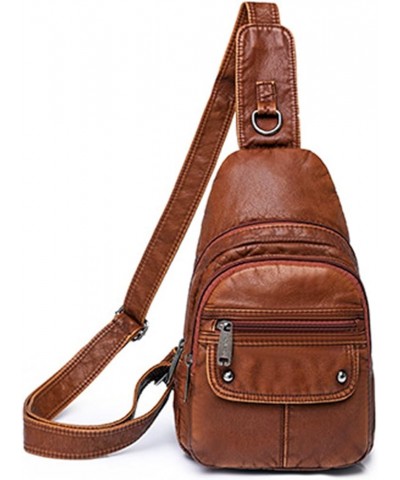 Womens's Vintage Sling Bag for Women Leather Chest Bags Crossbody Daypack Purse Shoulder Backpack Satchel Bag Brown-2 $33.10 ...