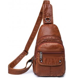 Womens's Vintage Sling Bag for Women Leather Chest Bags Crossbody Daypack Purse Shoulder Backpack Satchel Bag Brown-2 $33.10 ...