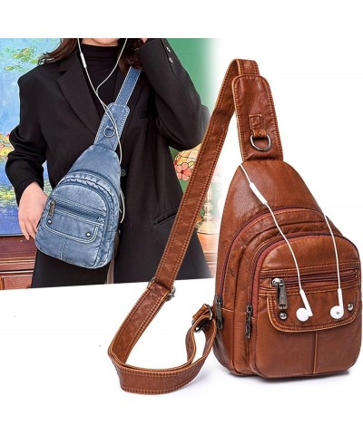 Womens's Vintage Sling Bag for Women Leather Chest Bags Crossbody Daypack Purse Shoulder Backpack Satchel Bag Brown-2 $33.10 ...