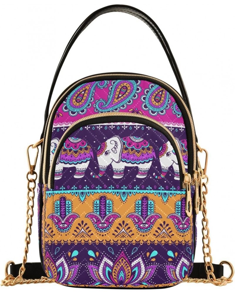 Elephant Boho Crossbody Bags for Women Small Purse Chain Shoulder Bags Hand Bags for Travel Work Gifts $15.33 Shoulder Bags