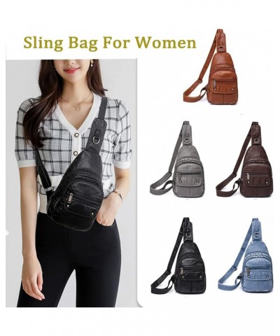 Womens's Vintage Sling Bag for Women Leather Chest Bags Crossbody Daypack Purse Shoulder Backpack Satchel Bag Brown-2 $33.10 ...