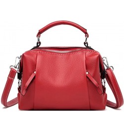 Boston Bag for Women Top Handle Handbag Large Capacity Shoulder Bag Leather Crossbody Bag Retro Purse Red $21.15 Totes