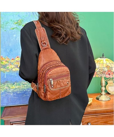 Womens's Vintage Sling Bag for Women Leather Chest Bags Crossbody Daypack Purse Shoulder Backpack Satchel Bag Brown-2 $33.10 ...