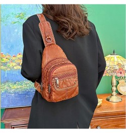 Womens's Vintage Sling Bag for Women Leather Chest Bags Crossbody Daypack Purse Shoulder Backpack Satchel Bag Brown-2 $33.10 ...