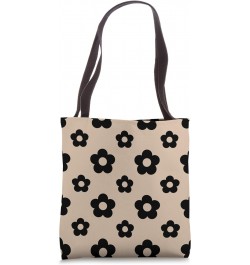 Daisy Hippie Flowers Light Beige Brown Black Aesthetic Tote Bag $11.54 Totes