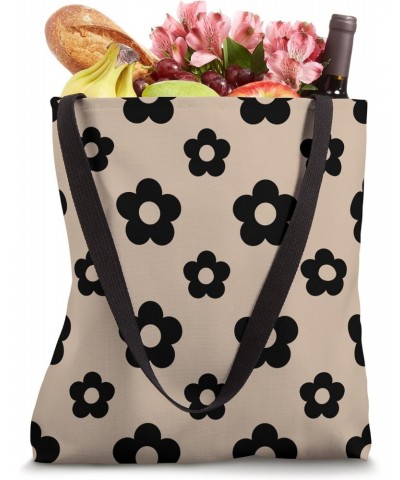 Daisy Hippie Flowers Light Beige Brown Black Aesthetic Tote Bag $11.54 Totes