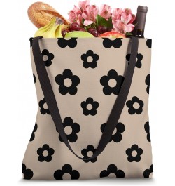 Daisy Hippie Flowers Light Beige Brown Black Aesthetic Tote Bag $11.54 Totes