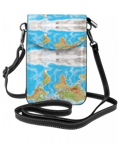 Great World Map Print Crossbody Bags For Women Mini Phone Purse Shoulder Handbags Card Holder Wallet $11.52 Crossbody Bags