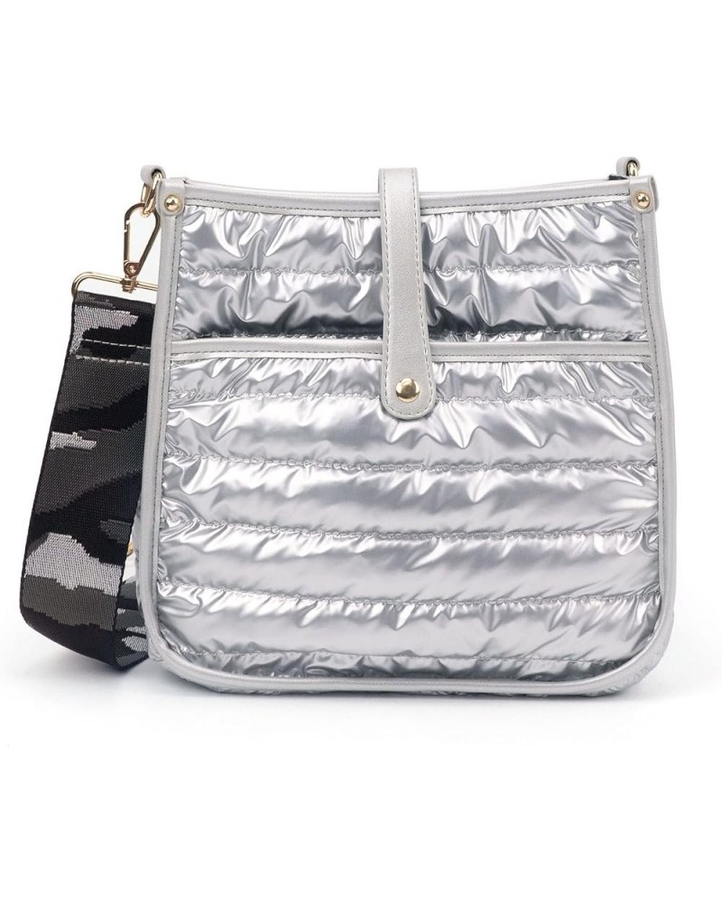 Emmy Courier Bag - Crossbody Bags For Women - Adjustable Body Strap - Shoulder Bag - Satchel Silver Tan/Silver Stripe $19.80 ...