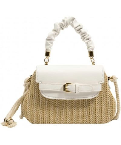 Straw houlder Bag for Women Fashion Cute Woven Tote Bag Crossbody Bag Small Handbag Box Purse C White $17.56 Totes