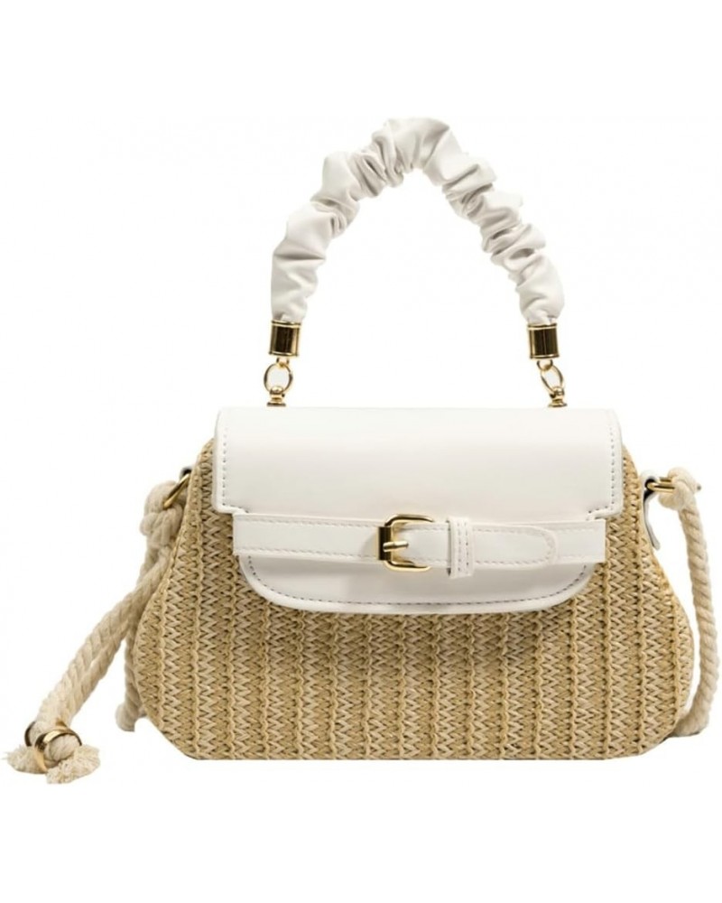 Straw houlder Bag for Women Fashion Cute Woven Tote Bag Crossbody Bag Small Handbag Box Purse C White $17.56 Totes