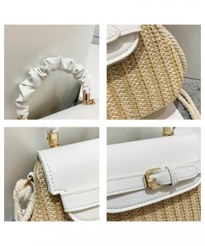 Straw houlder Bag for Women Fashion Cute Woven Tote Bag Crossbody Bag Small Handbag Box Purse C White $17.56 Totes