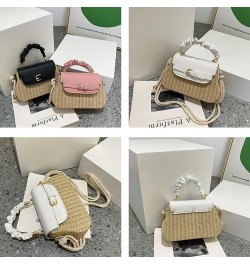 Straw houlder Bag for Women Fashion Cute Woven Tote Bag Crossbody Bag Small Handbag Box Purse C White $17.56 Totes