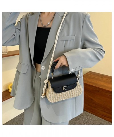 Straw houlder Bag for Women Fashion Cute Woven Tote Bag Crossbody Bag Small Handbag Box Purse C White $17.56 Totes