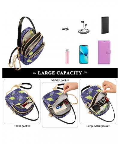 Quilted Shoulder Handbag for Women Blue and Green Grape Crossbody Handbag with Detachable Leather Chain $14.03 Crossbody Bags