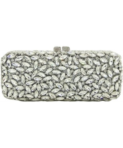 Elegant Women's Evening Bags Shiny Rhinestone Clutch Wedding Shoulder Purses for Party Club Silver $55.47 Evening Bags