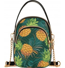 Crossbody Bag for Women, Tropical Pineapples with Palm Leaves Phone Purse Detachable Chain Bag Shoulder Handbag Wallet $13.91...