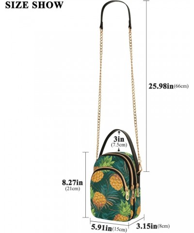 Crossbody Bag for Women, Tropical Pineapples with Palm Leaves Phone Purse Detachable Chain Bag Shoulder Handbag Wallet $13.91...